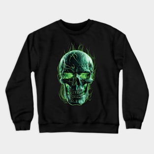 Green Flaming Skull Crewneck Sweatshirt